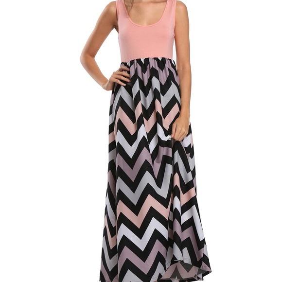 Vicabo Boutique Dresses & Skirts - SALE! NEW Vicabo Peach Chevron Summer Maxi Dress